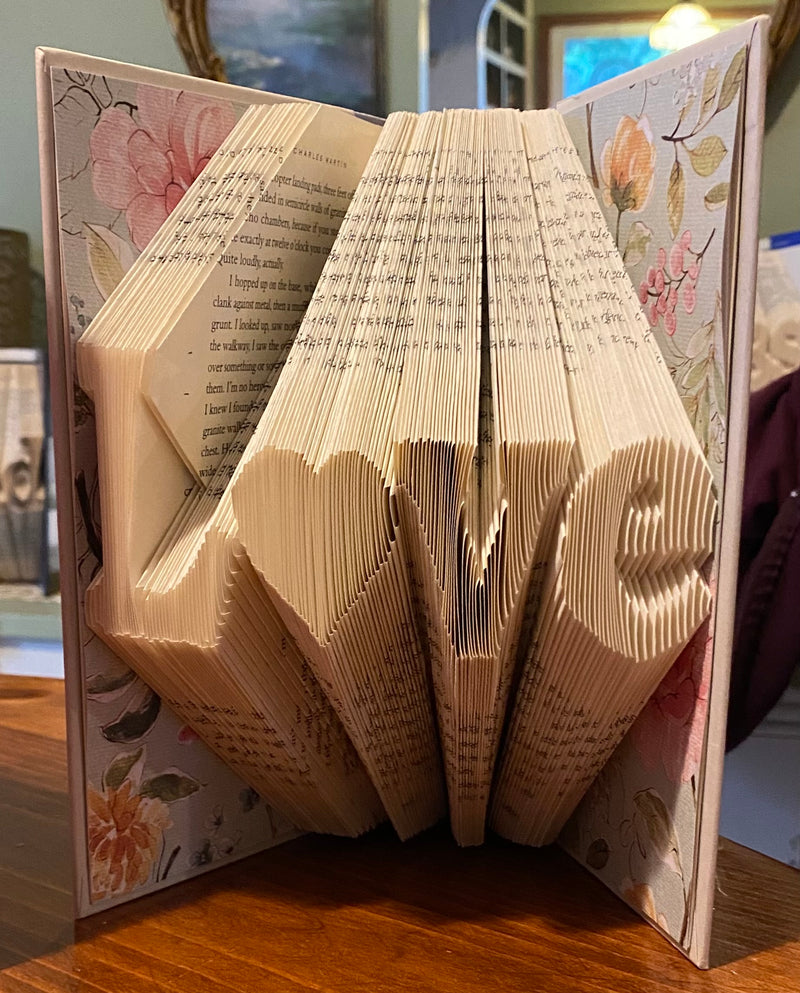 Folded Book - Love w/Pink Floral cover sheet by 826 - MoEx Upcycling