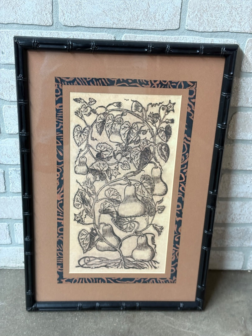 Black Faux Bamboo Framed Botanical Print