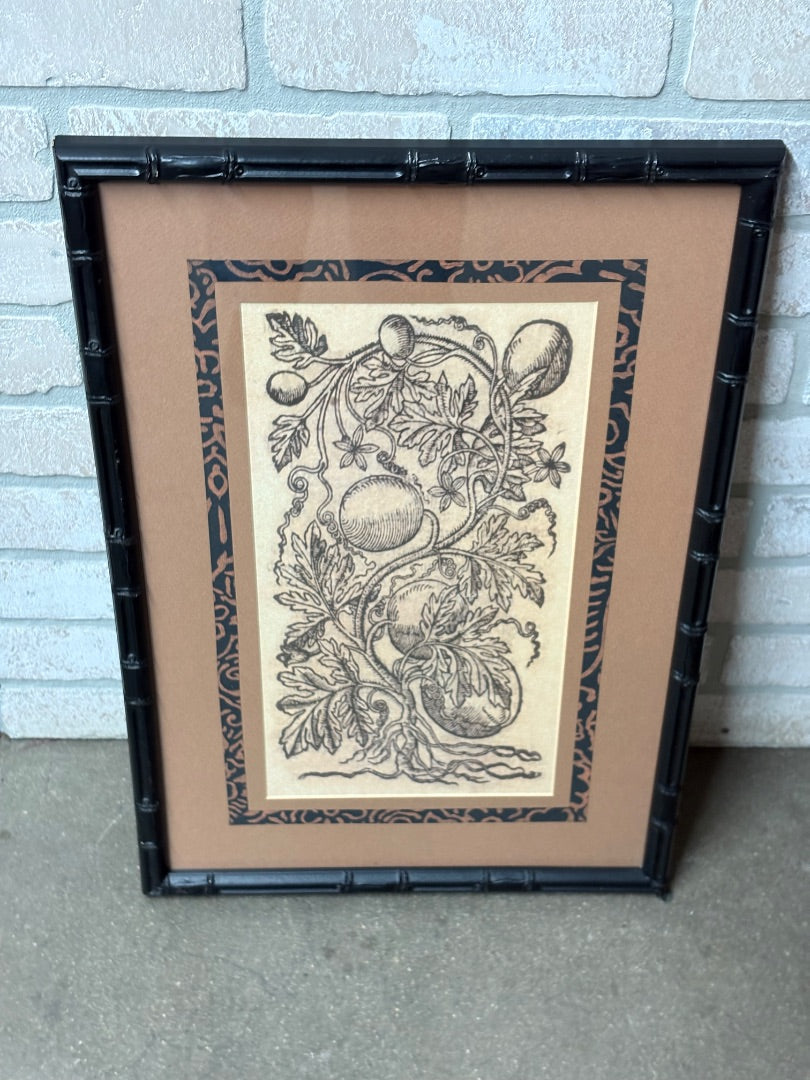 Black Faux Bamboo Framed Botanical Print