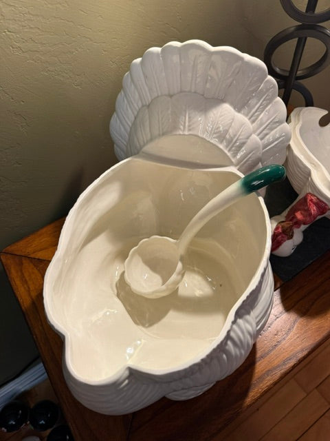 CERAMIC TURKEY TUREEN AND LADLE