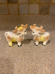 Vtg Cow Ceramic Salt and Pepper Shakers