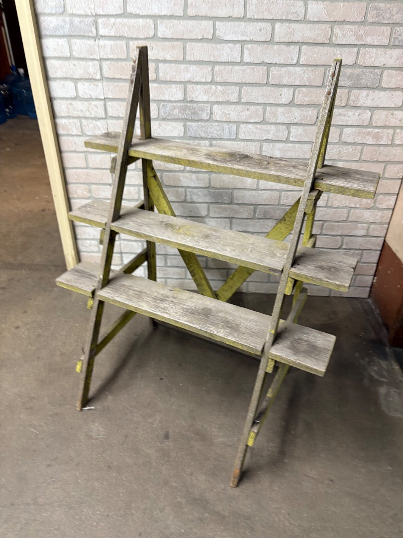 Old Wooden Lincoln Park Florist 3 Tier Display Stand