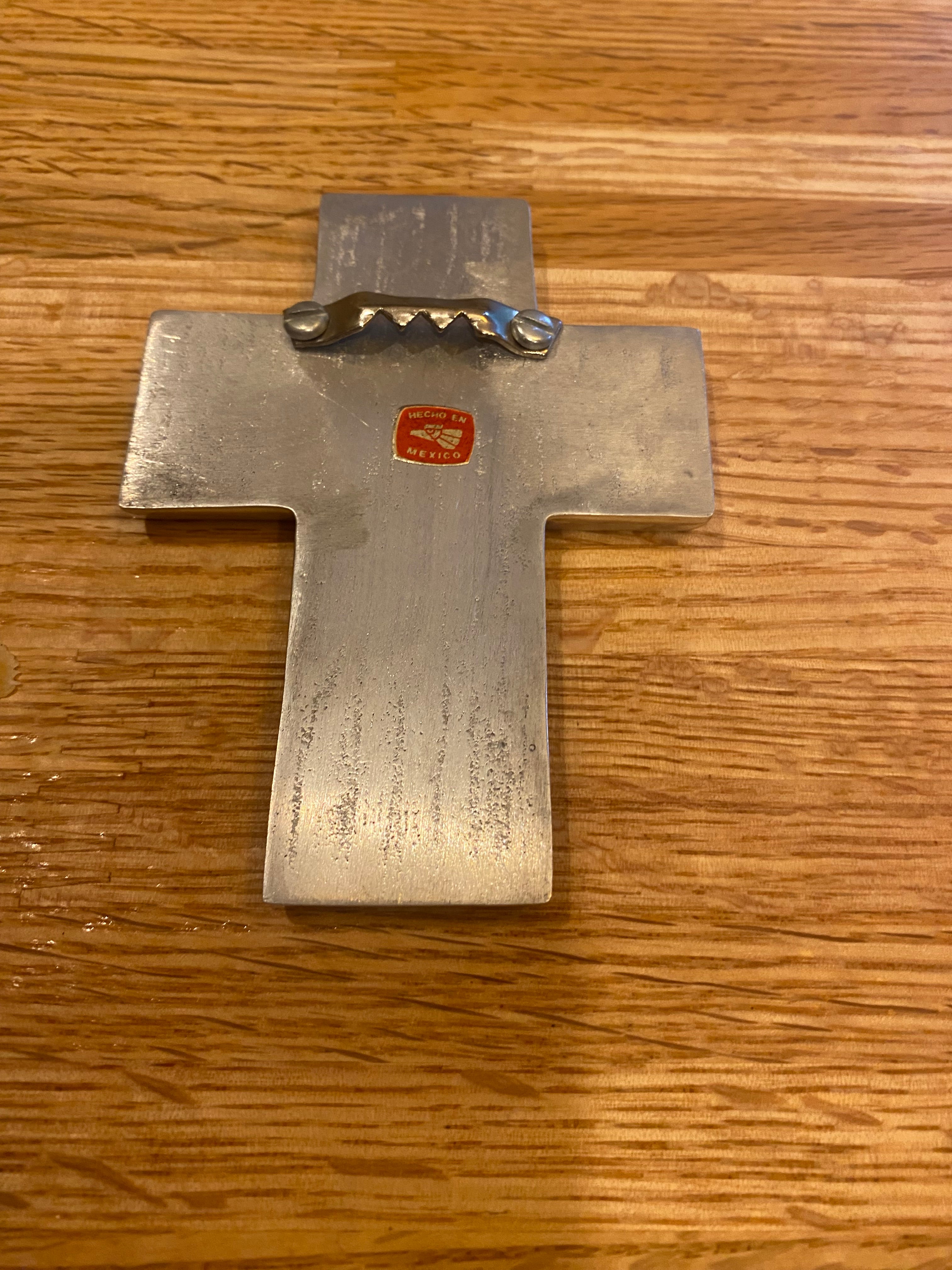 Silver Cross w\Encapsulated Pressed Flowers