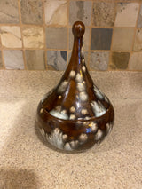 Vtg Brown Speckled Ceramic Trinket Bowl w\Top
