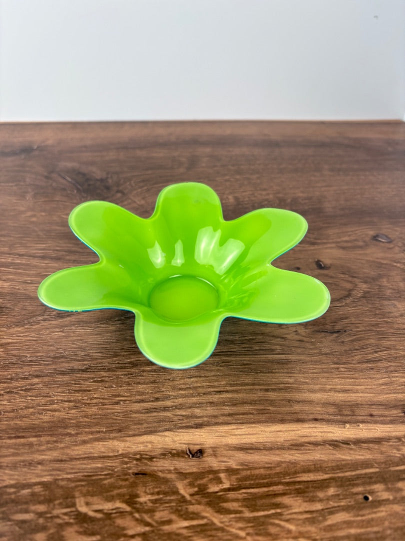 Torre & Tagus Blue & Green Flower Votive Holder or Trinket Dish