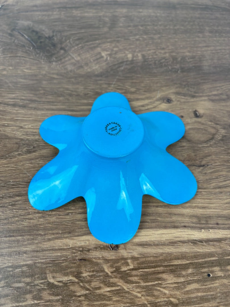 Torre & Tagus Blue & Green Flower Votive Holder or Trinket Dish