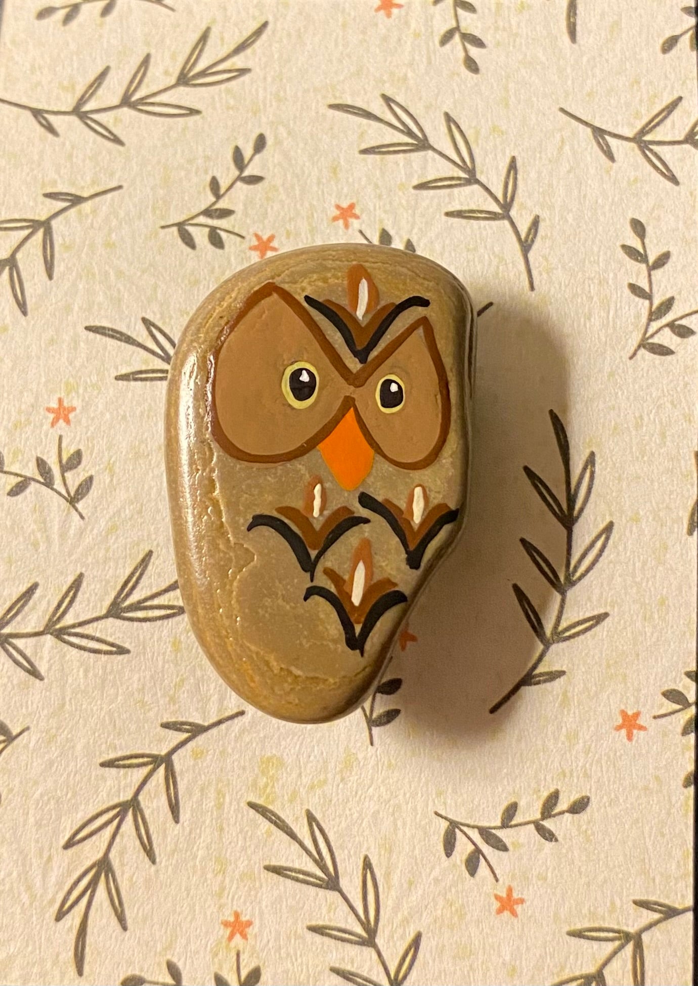 Hand Painted Stoned Owl