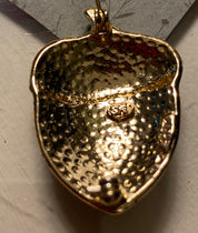 SFJ signed Acorn Brooch-Gold Toned and Beige Enamal