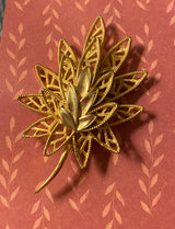 Gold Multi Layered Leaf Brooch