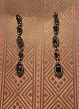 Silver and Hematite Tone Dangle Pierced Earrings