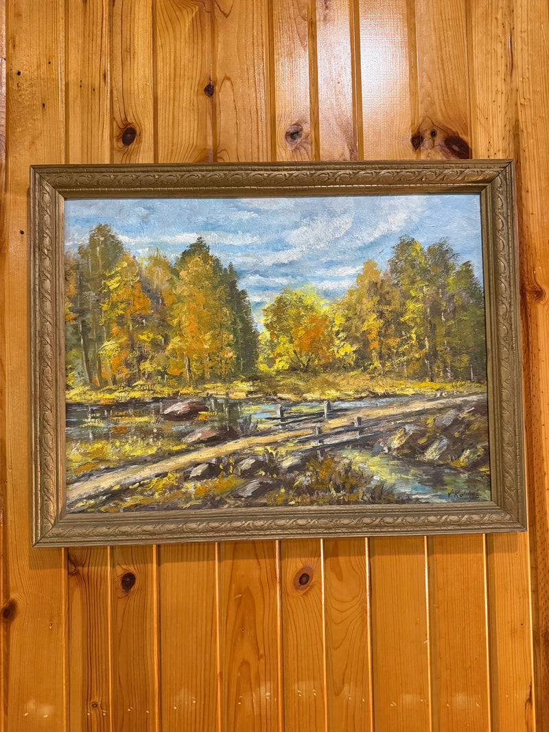 Framed oil on board fall painting signed by V. Kalniņš by 811 - Charlene's Early Bird