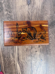 Vintage Cumberland Gap Wooden Jewelry Box with Bears on Lid
