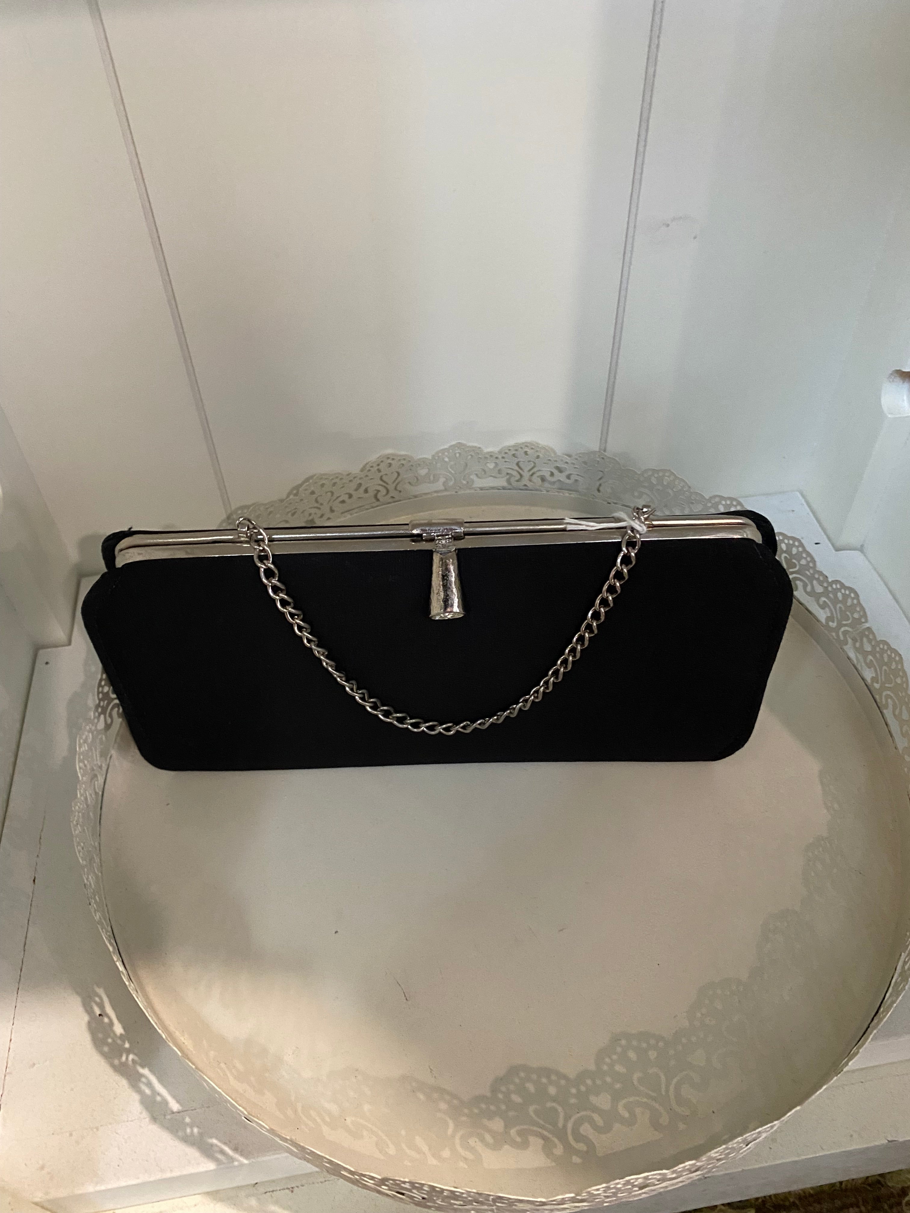 Black Purse w/Rhinestone Clasp