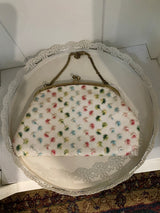 Pastel Embroidered Flower Purse