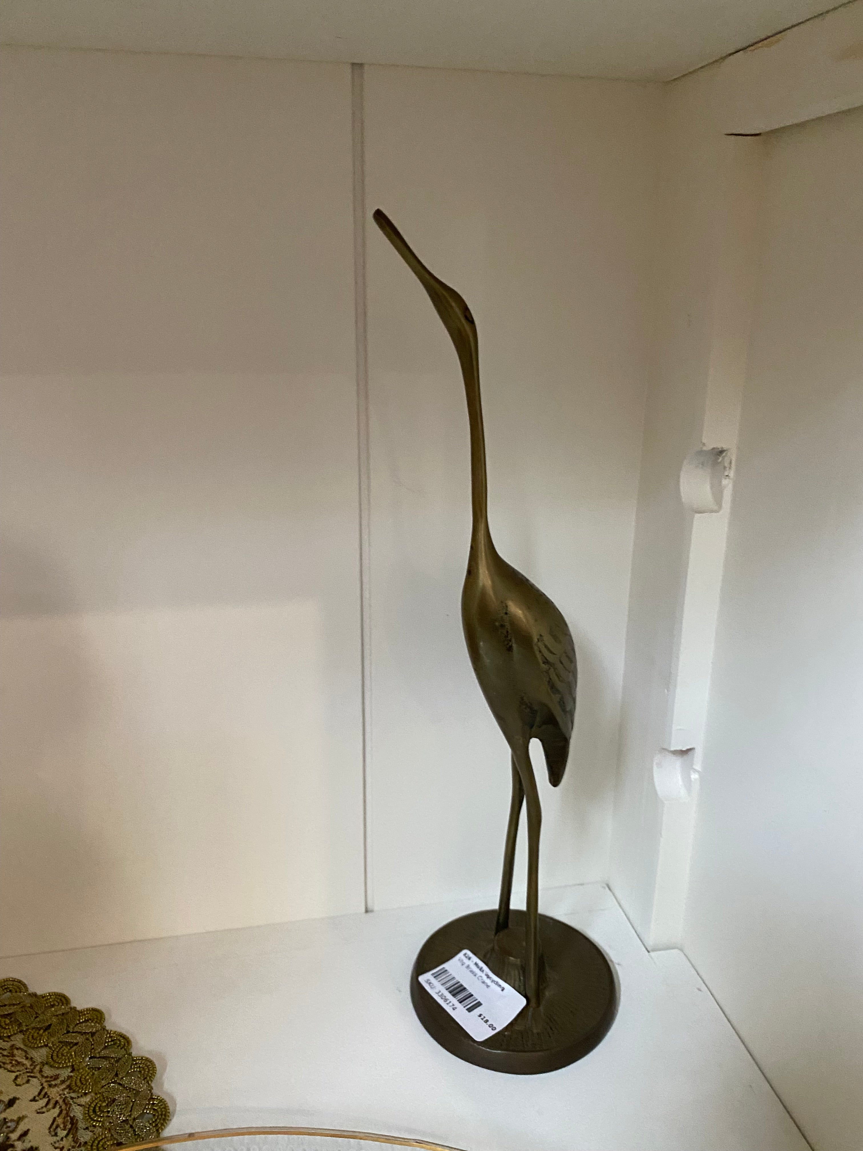Vtg Brass Crane