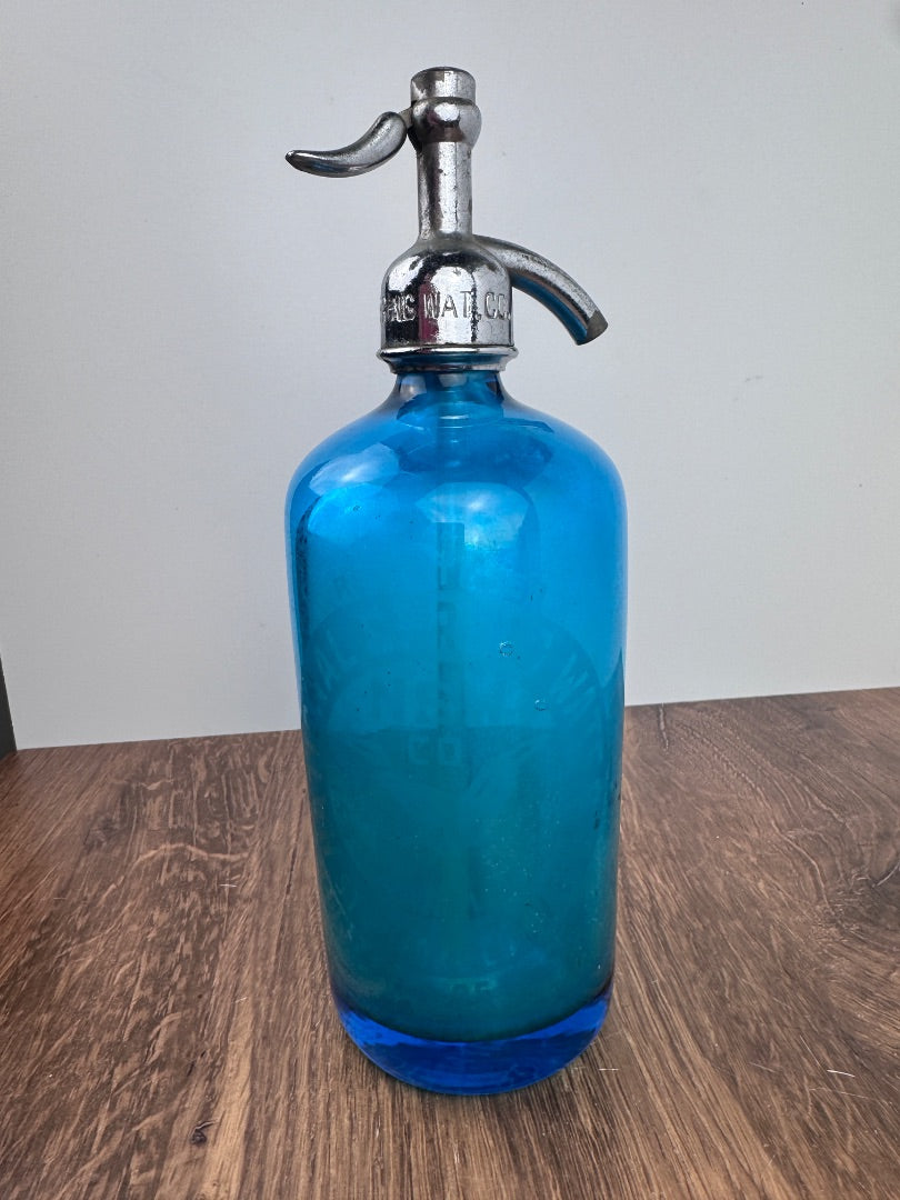 Vintage Blue National Spring Water Co Seltzer Bottle