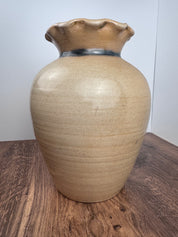 Maple City Pottery Salt Glazed Stoneware Vase with Cobalt Floral Motif