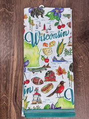 Wisconsin Tea Towels  - Rosanne Beck State Collection Set of 2 Towels | Absorbent Reusable Cotton 28” c 18”