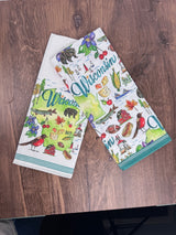 Wisconsin Tea Towels  - Rosanne Beck State Collection Set of 2 Towels | Absorbent Reusable Cotton 28” c 18”