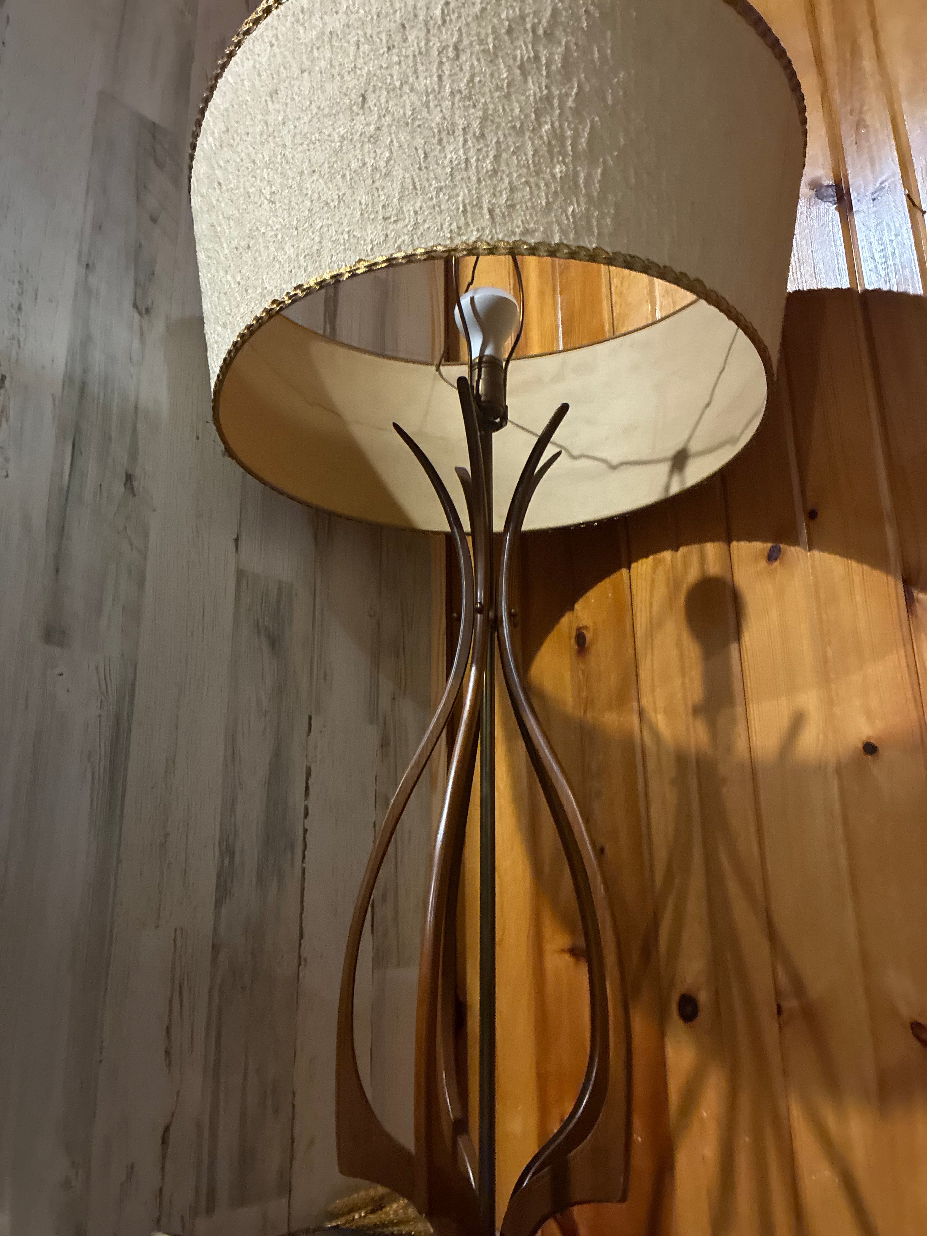 Mid-Century Modern Sculptural Wood Table Lamp