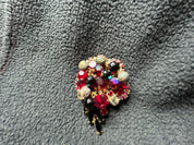 Red&black w/metal balls brooch