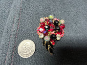 Red&black w/metal balls brooch