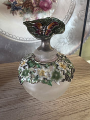 Vintage Perfume Bottle with Leaf Topper