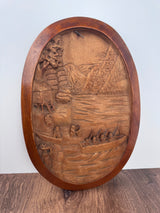 Wooden Etched Village at the Waters Edge | 16" x 11"
