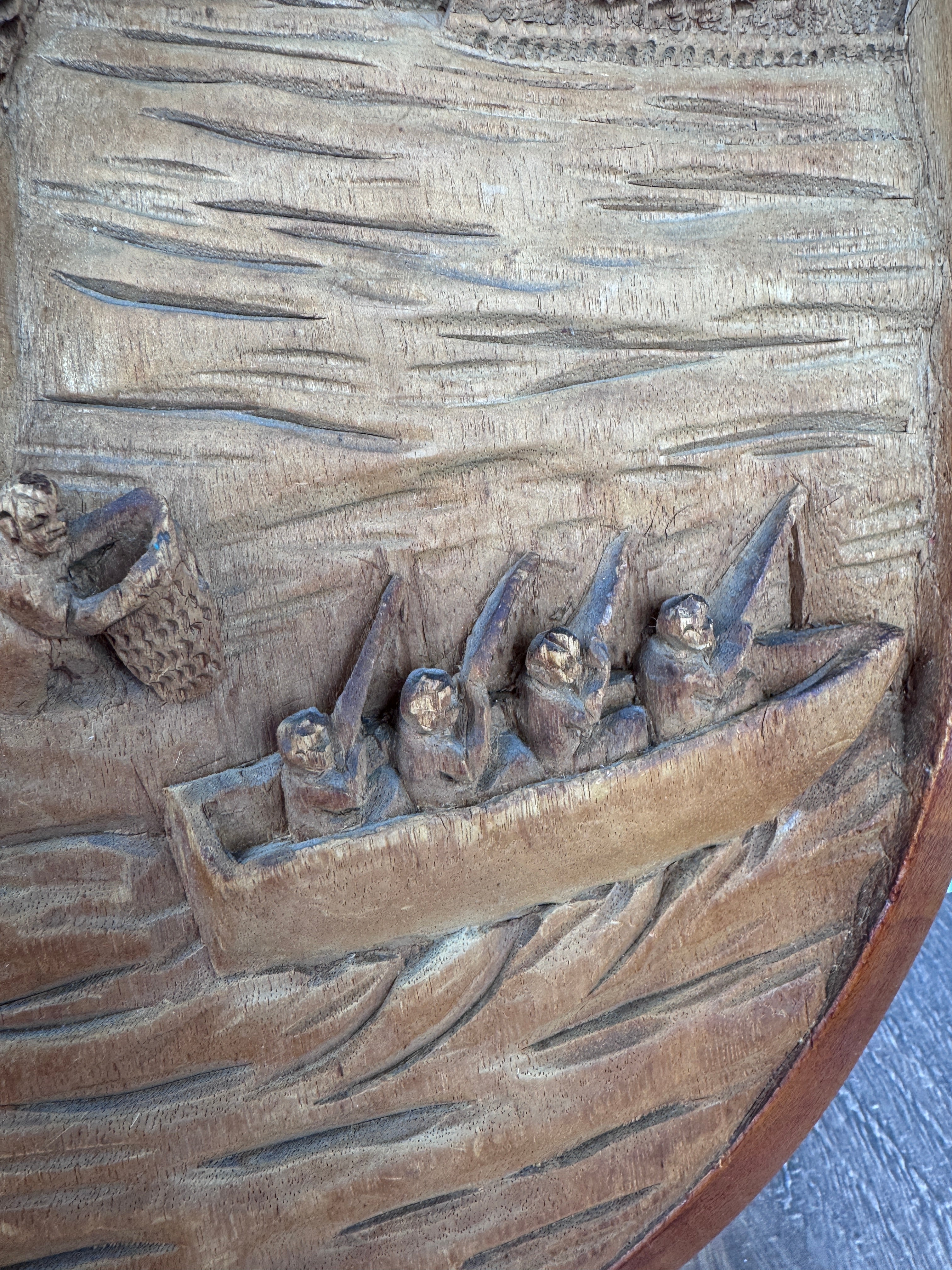 Wooden Etched Village at the Waters Edge | 16" x 11"