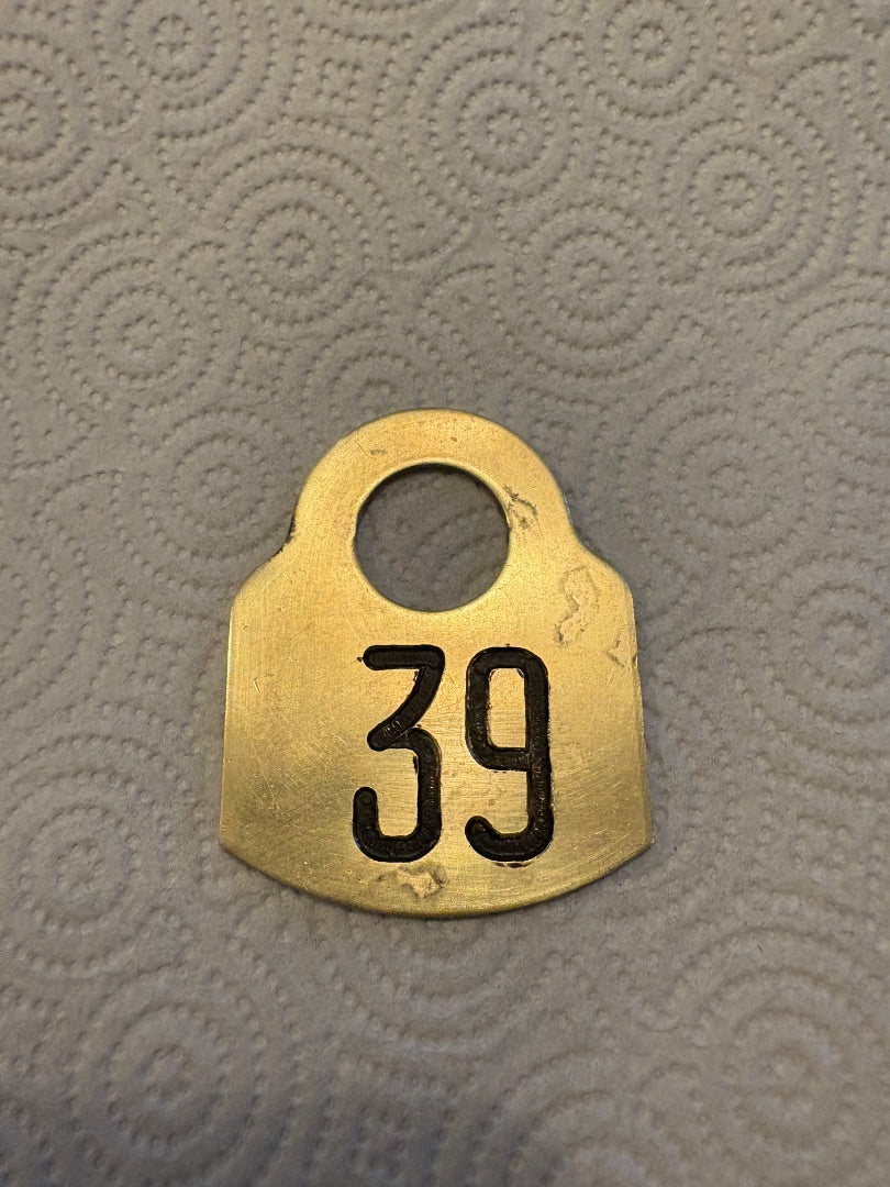 Vintage Brass Cow Tag No 39