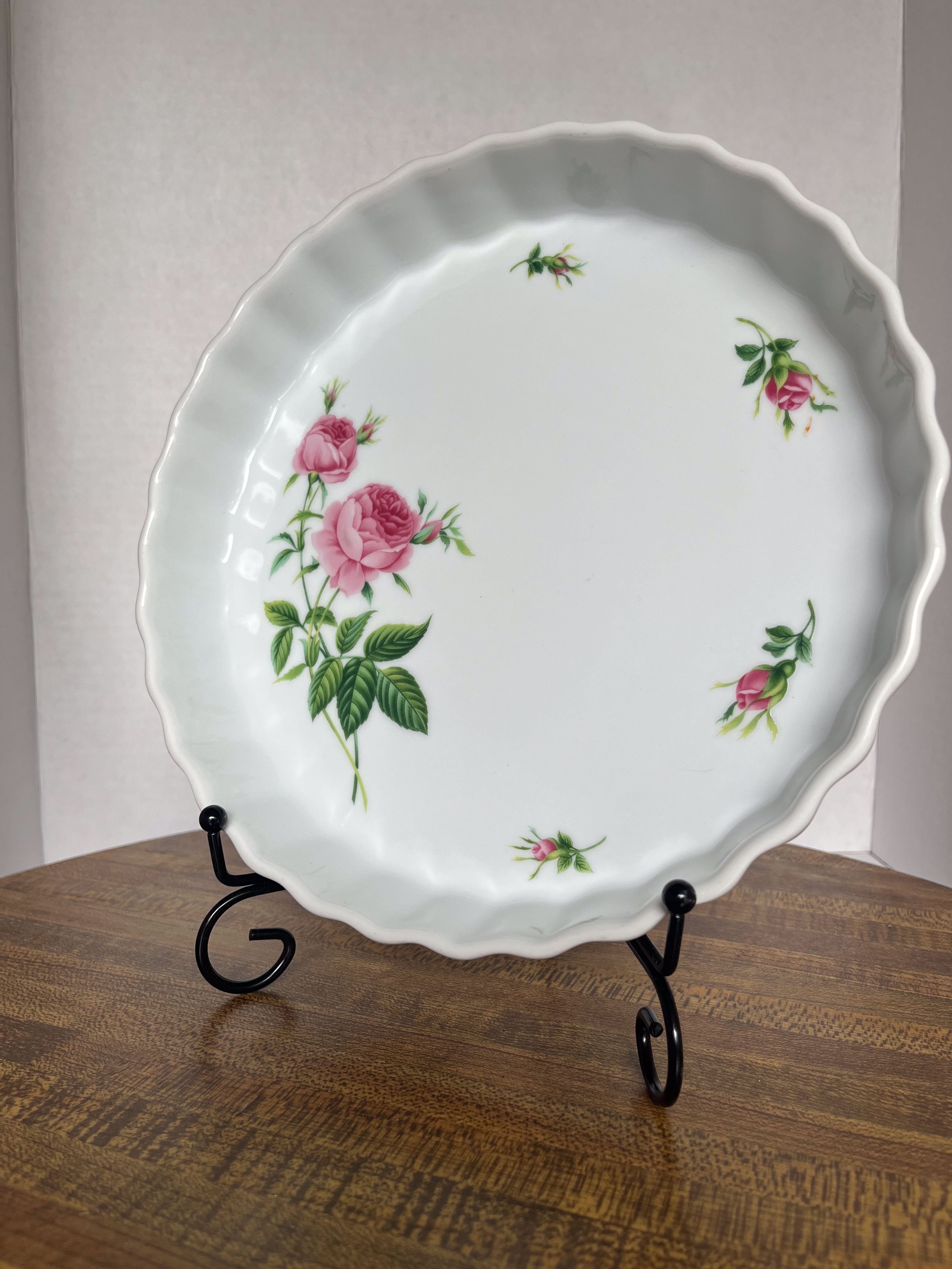 Christineholm Porcelain Rose Pattern Quiche Dish