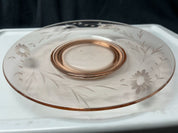 Pink flower etched large plate