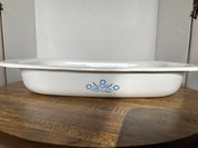 CorningWare Blue Cornflower P-21 Rectangular Open Roaster with One Scratch