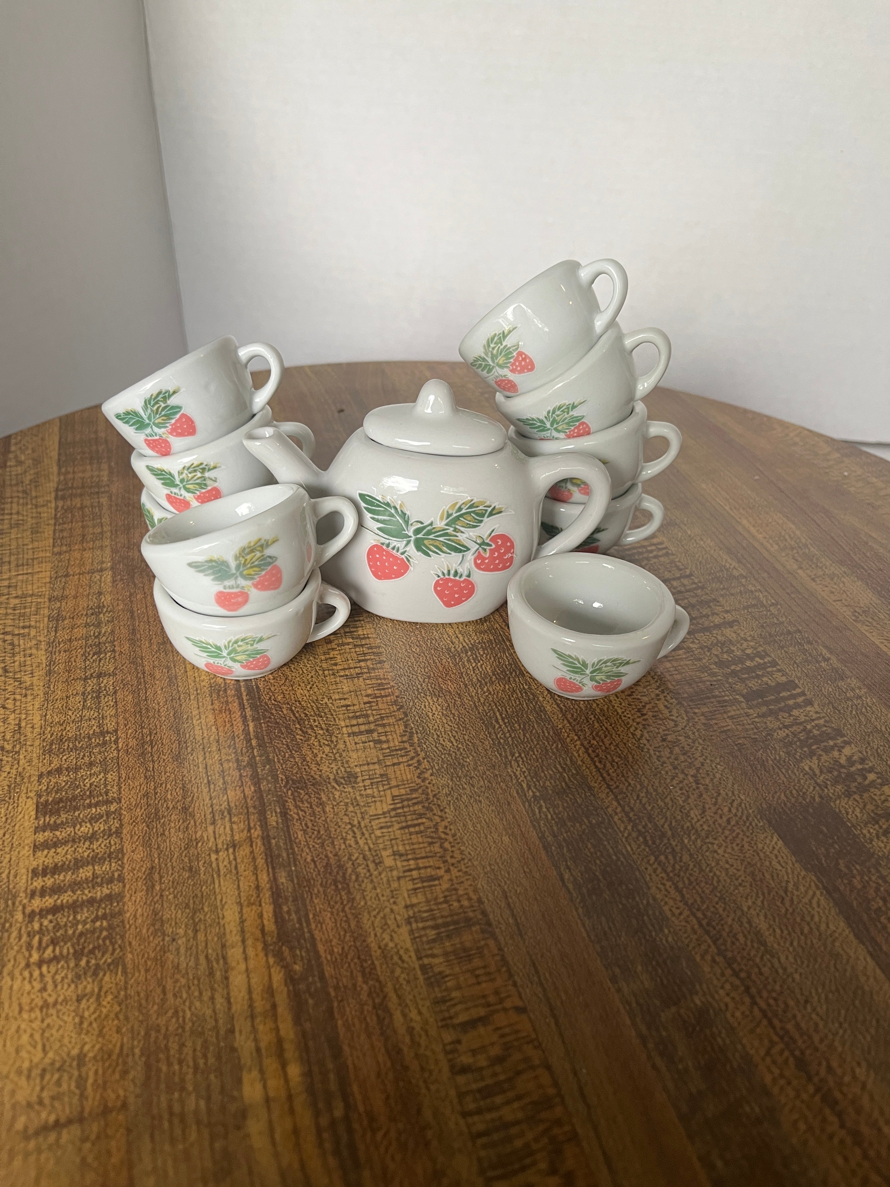 Frenzy Toys Miniature Strawberry Ceramic Tea Set