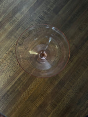 Pink Depression Champagne Glass w/ Etched Floral Pattern