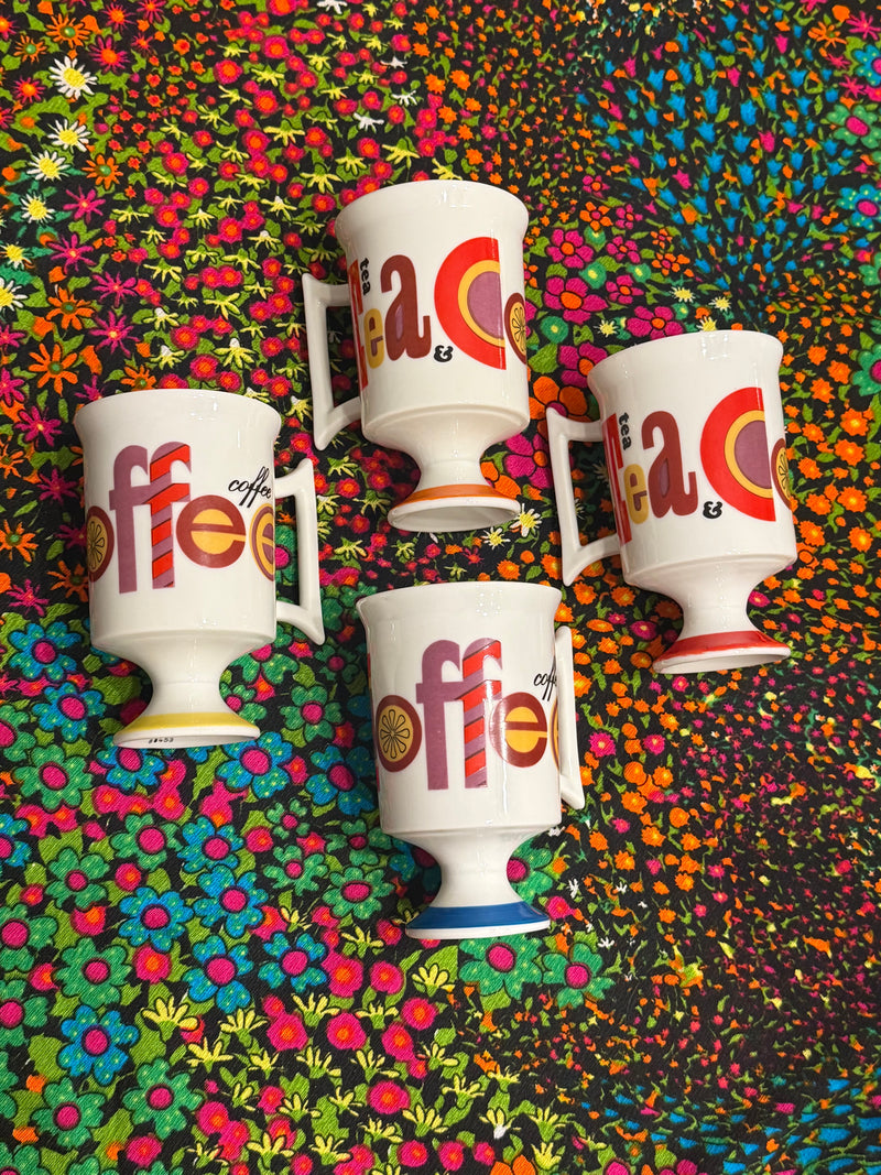 VTG Retro Pedestal Coffee & Tea Mug Set of 4 by 294 - Touchdowns and Trinkets