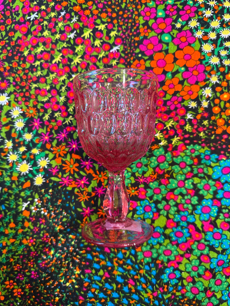Indiana Glass Pink Goblet by 294 - Touchdowns and Trinkets