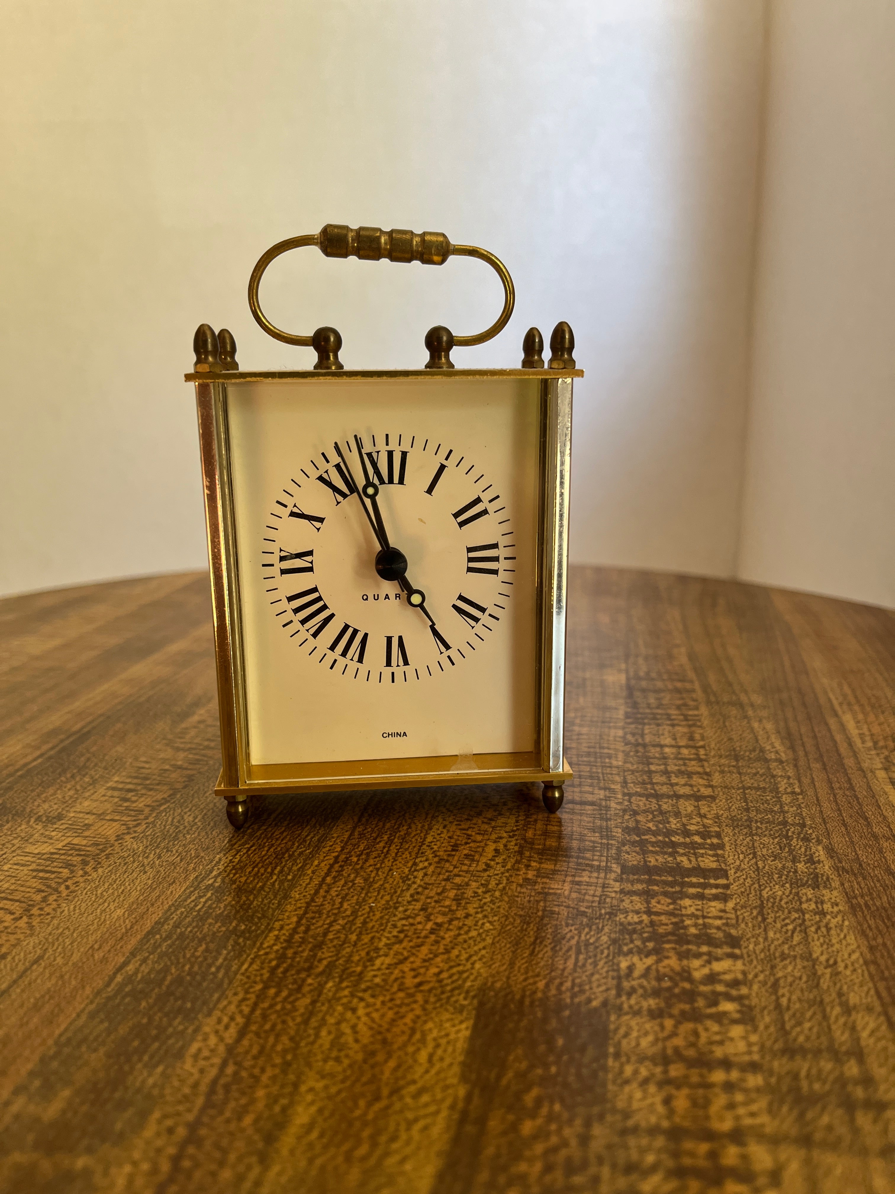Brass Gold Finish Mantel Desk Table Clock
