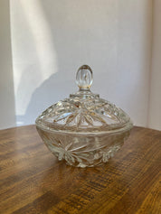 Anchor Hocking Candy Dish w/Lid Clear Cut Glass Bowl