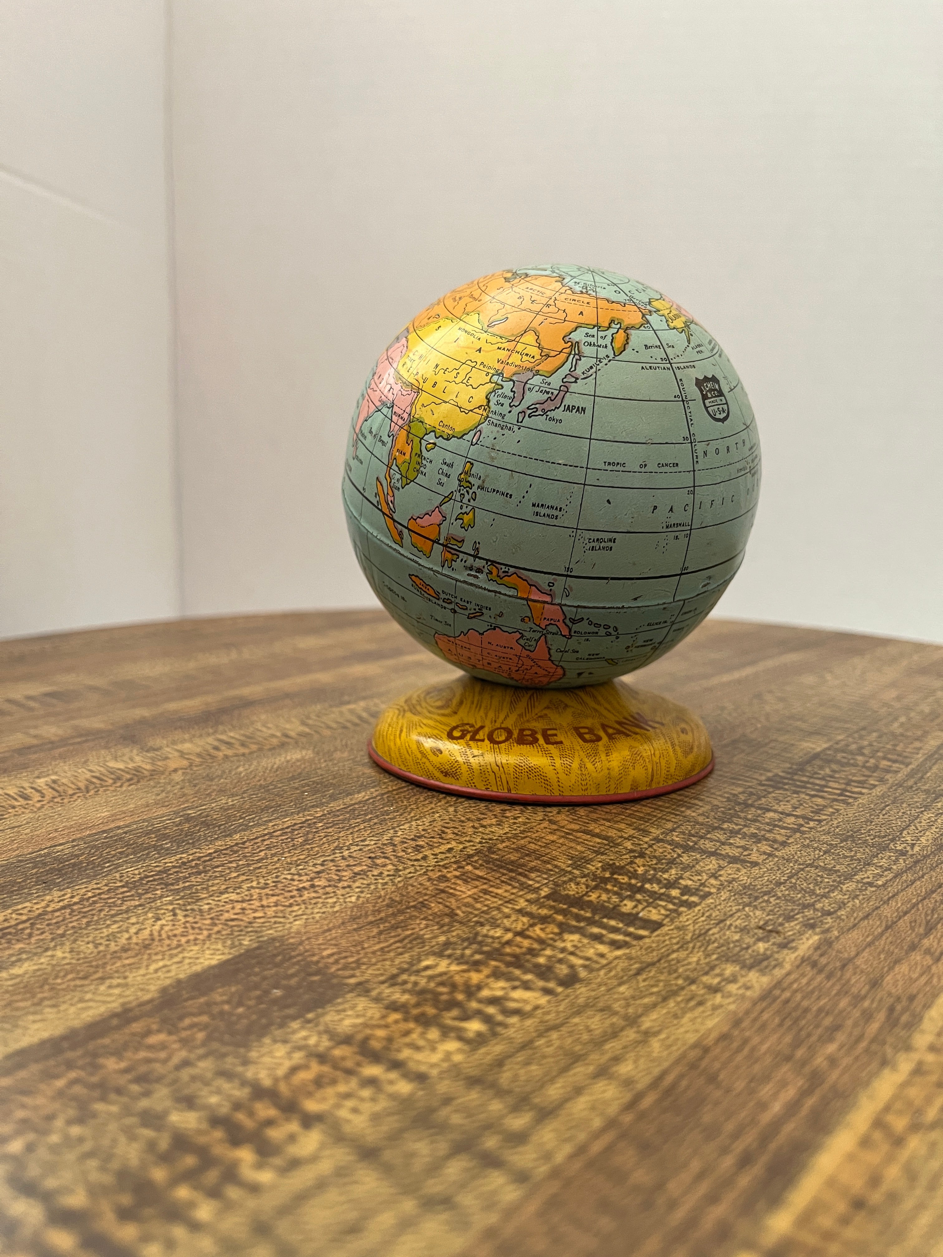 J. Chein & Company Tin Globe Bank
