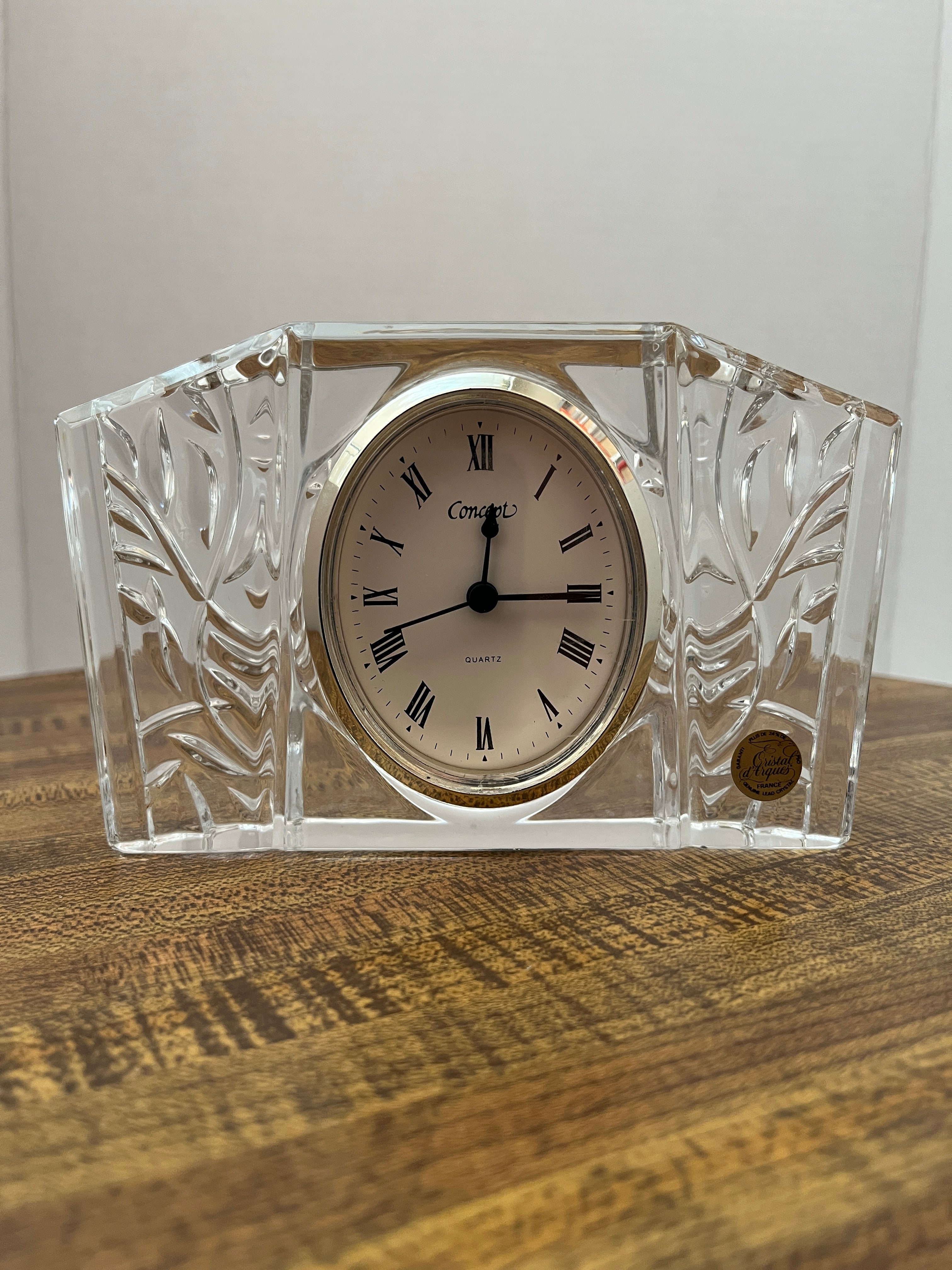 Cristal D'Arques France Crystal Quartz Mantel Clock