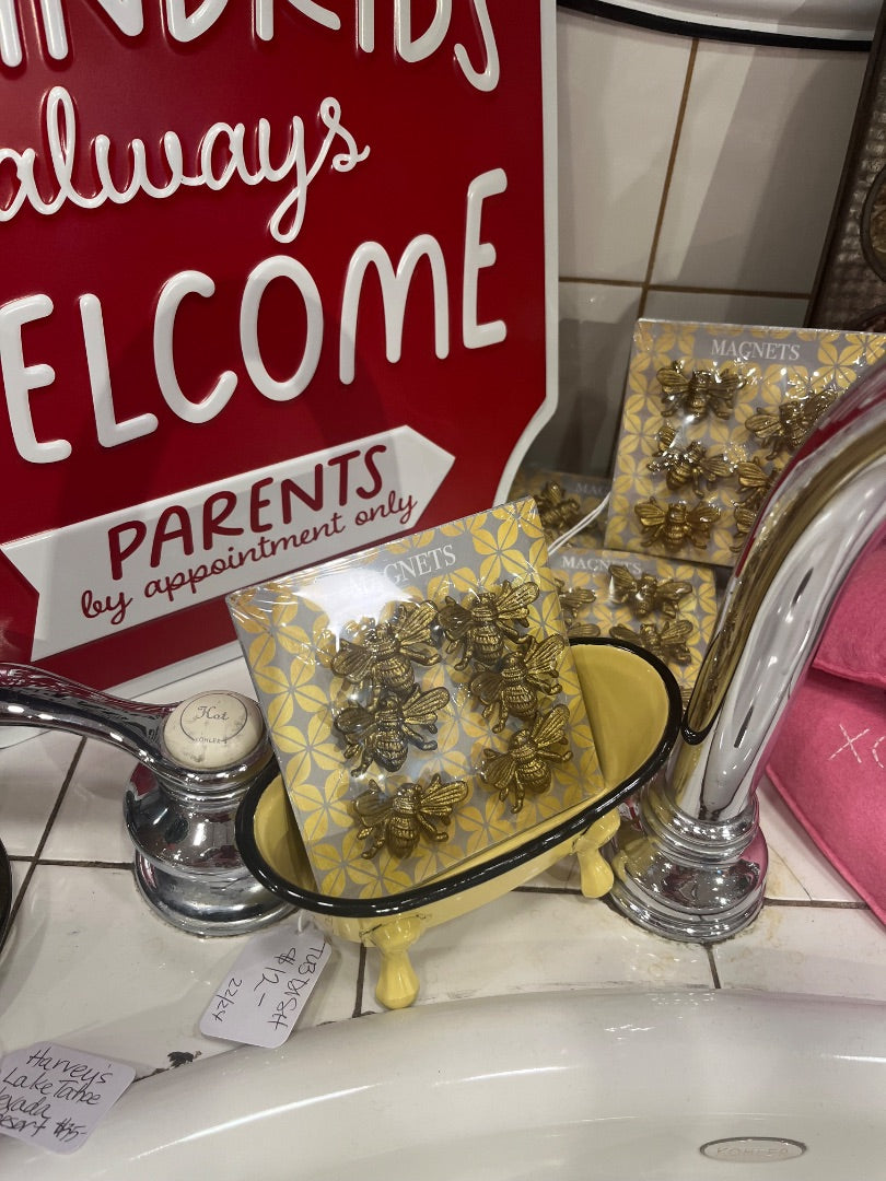Bee Magnets (Set of 6) on Metal  - New