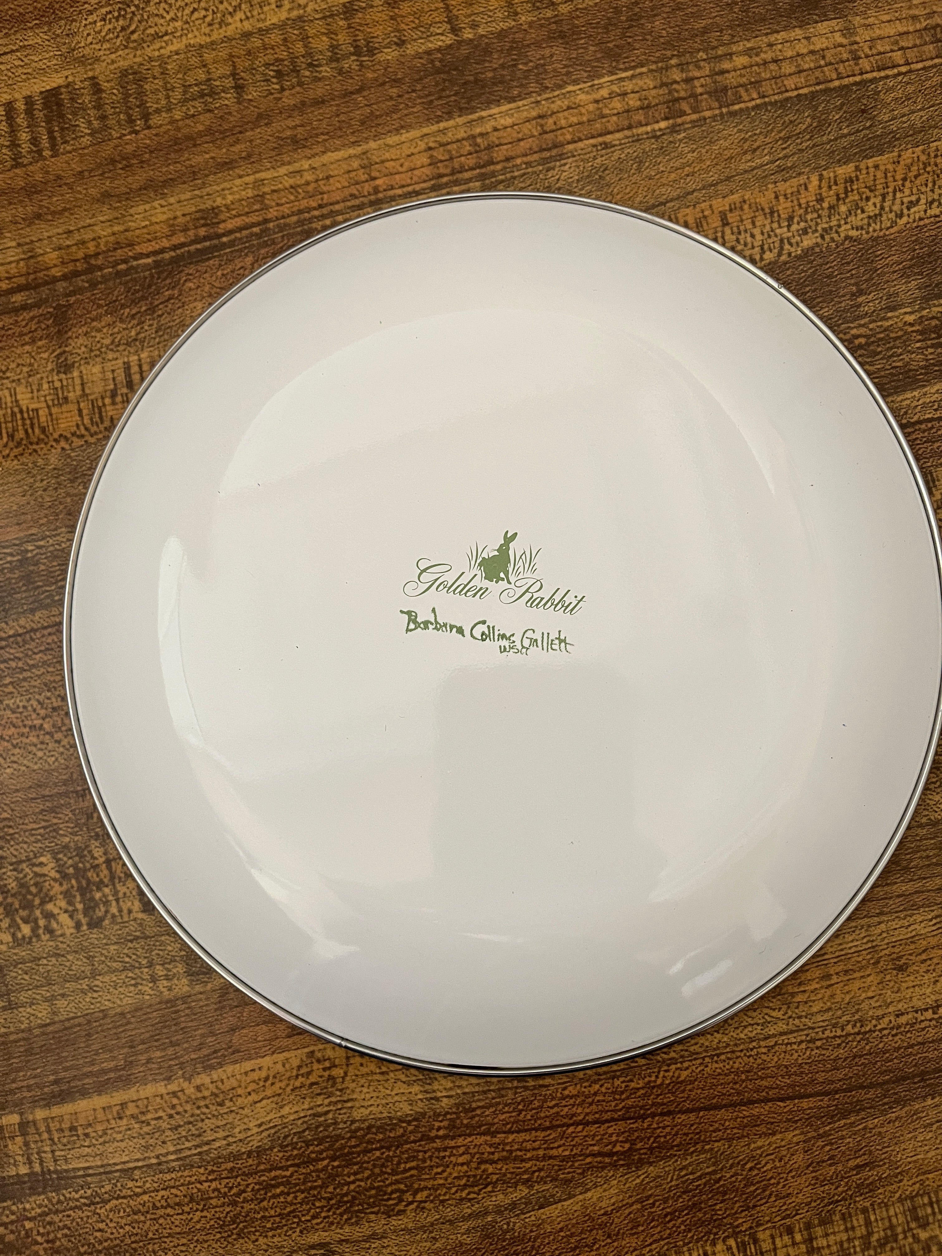 Golden Rabbit Enamelware Plate