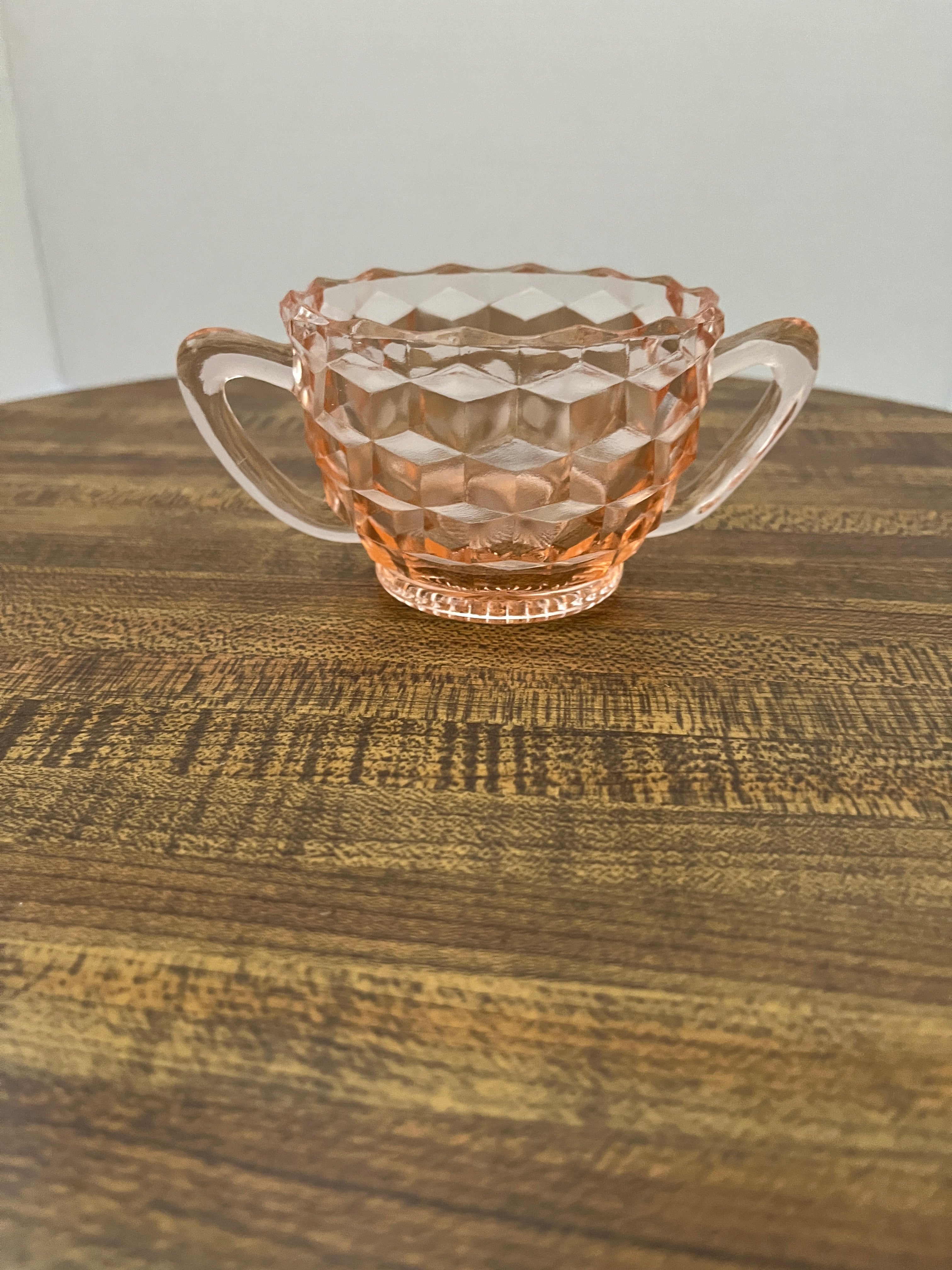 Vintage Pink Depression Sugar Bowl (No Lid)