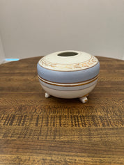 Vintage Footed Painted Hair Receiver, Vanity Jar Trinket