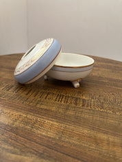 Vintage Footed Painted Hair Receiver, Vanity Jar Trinket