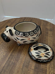 Temptations Old World Black Covered Cow Dish