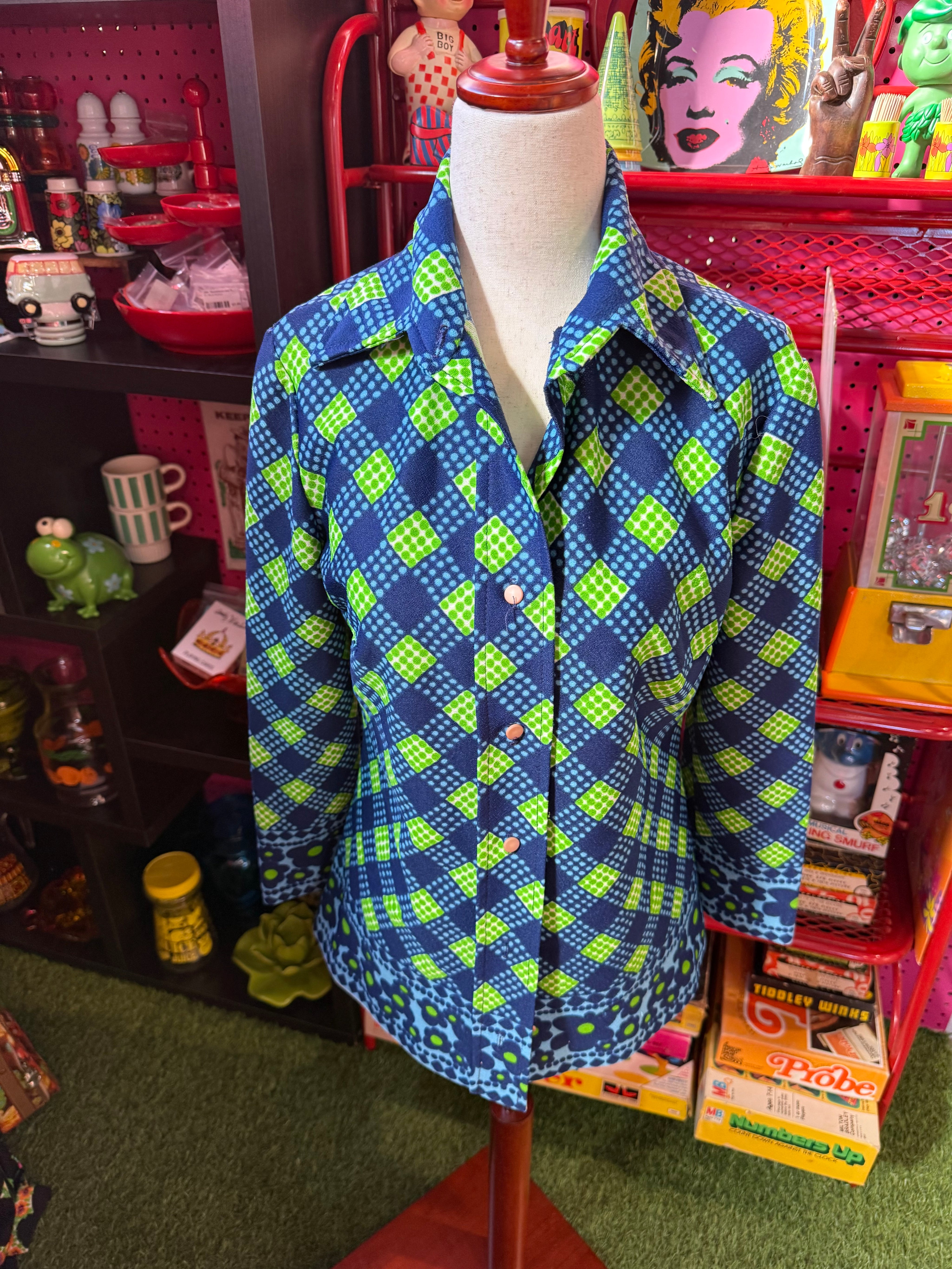 VTG 1970's Dagger Collar Stage 7 Pattern Shirt