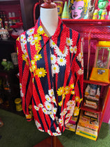 VTG 1960's Flower Power Dagger Collar Blouse