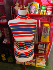 VTG 1970's Sears Junior Bazaar Mock Neck Stripe Tank